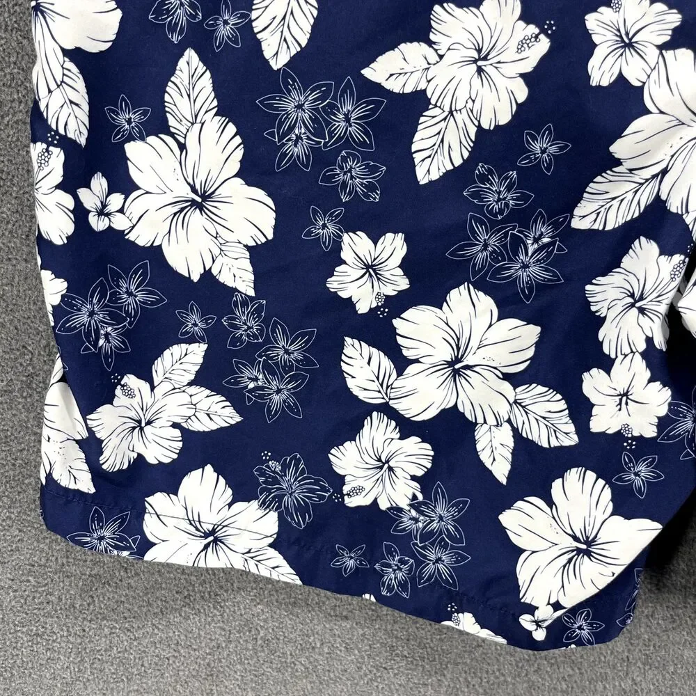 Amazon Essentials Board Swim Shorts Mens XXL Blue‎ White Floral Tropical Print